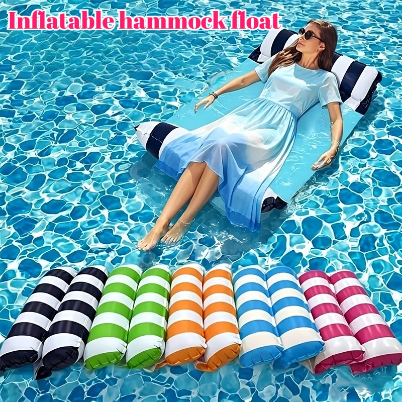 Inflatable Swim Pool Hammock Float 4-in-1 Floating Bed with Mesh Blinds Portable Swimming Pool Beach Summer Water Entertainment