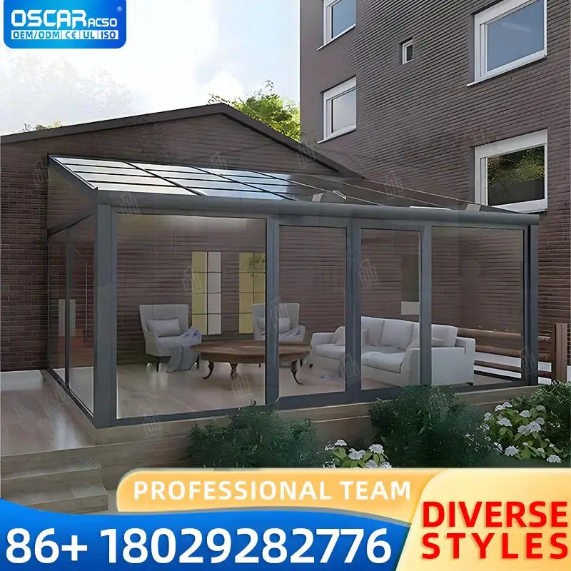 

DIY Sunroom with Sliding Glass and Aluminum Frame with Tempered Glass Roof Latest Designs for Guangdong Hotels sunroom