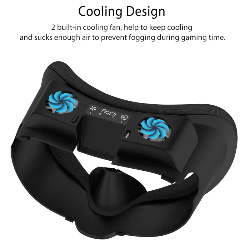 Cooling Fan Eye Mask With RGB Light For Quest 3 Accessories Thick Soft Foam Face Cover Fan Cooler Pad Facial Soft Interface