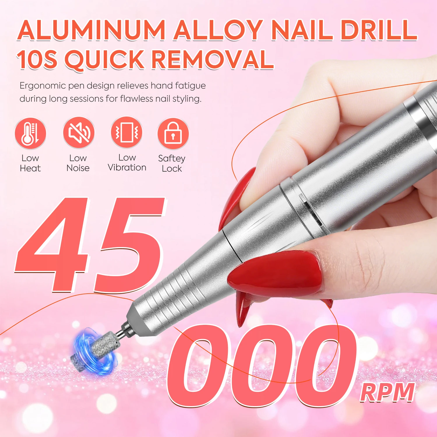 DianaBeauty 45000RPM الكهربائية مسمار الحفر آلة قابلة للشحن طلاء الأظافر المحمولة ملف الأظافر ل هلام مزيل الأظافر Manirure #4