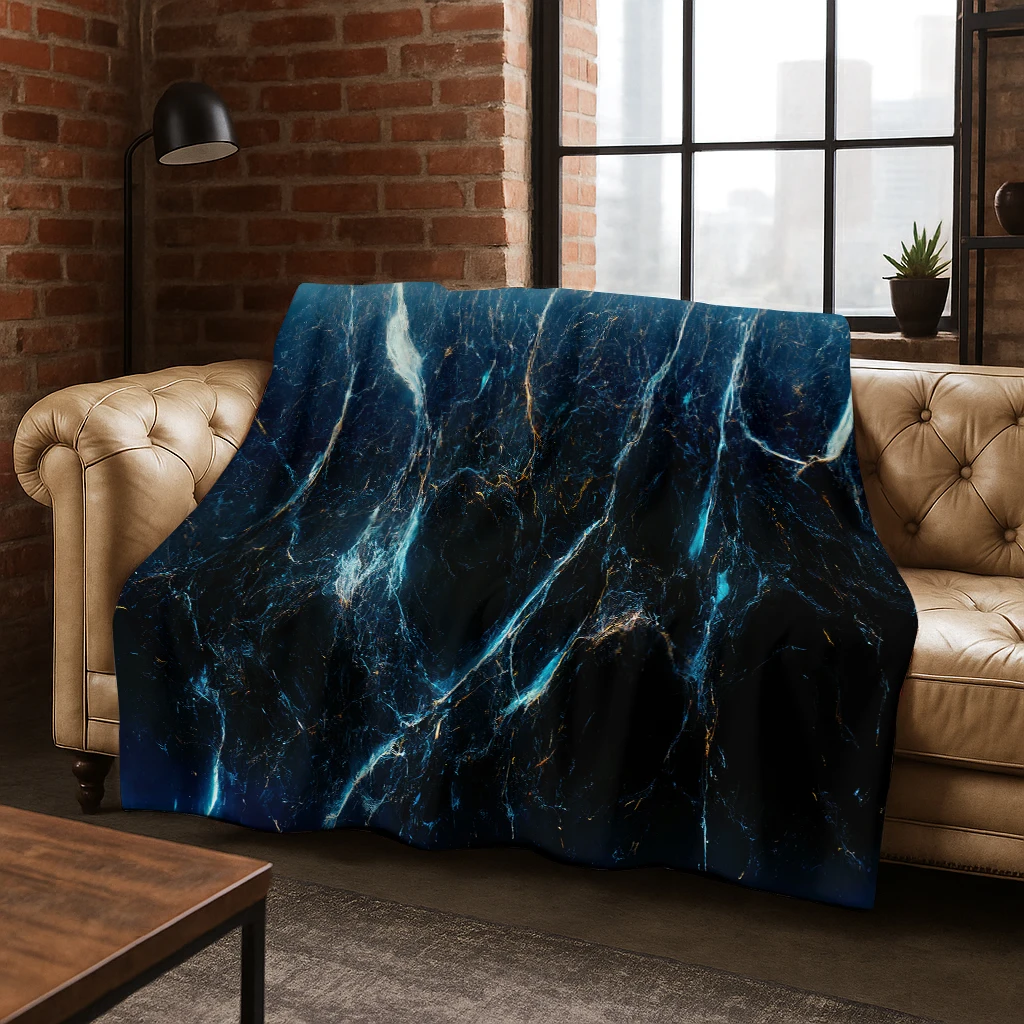 3D Marble Stone Pattern Flannel Blanket Soft Warm Blanket for Bed Bedroom Room Living Room Office Travel Camping Picnic Gift