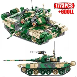 1773PCS Military Russia T-90 Main Battle Tank Model Building Blocks DIY Military  Soldier Weapon Building Block  Toys For Kids