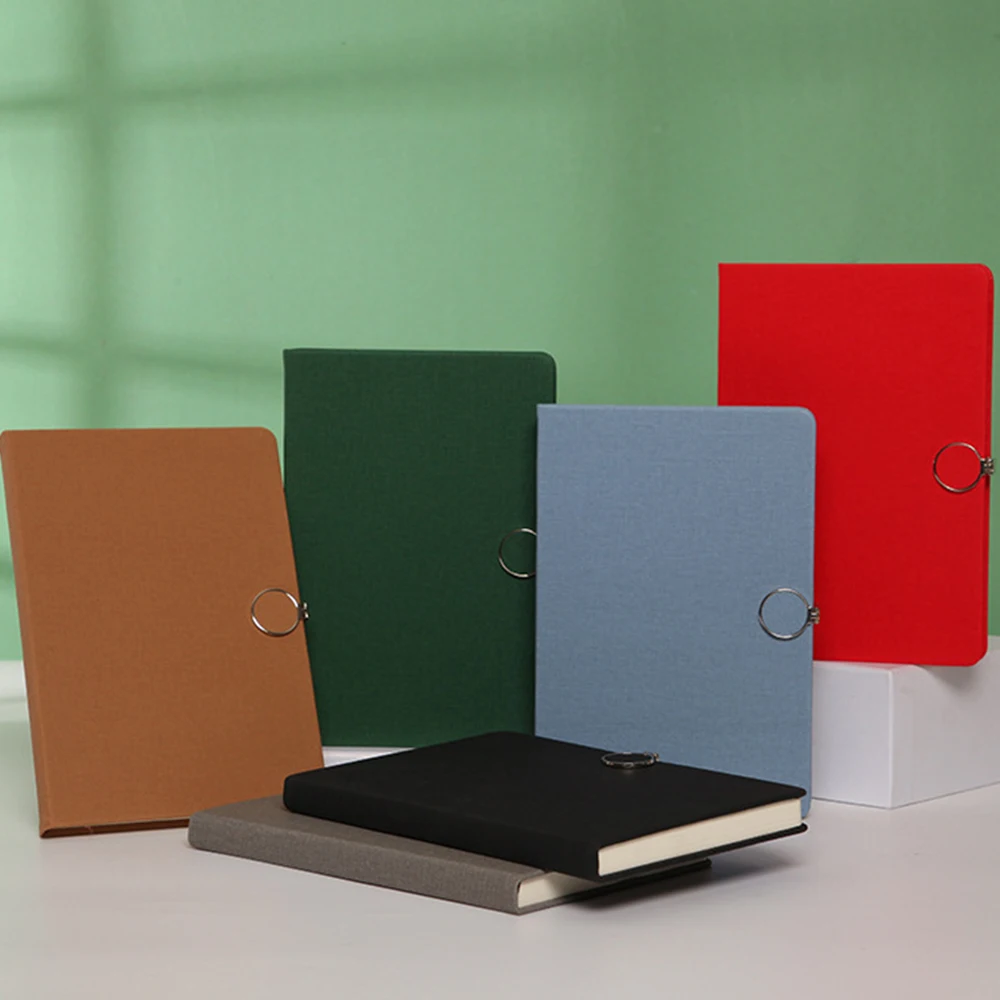 (Logo can Engrave) A5 Simple Notebook With Buckle Design, Thickened Student Diary, Business Meeting Minutes, Notepad