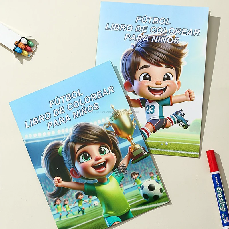 English / Spanish Coloring Book A4 Football Baby Coloring Book Early Education Cognitive Drawing Book
