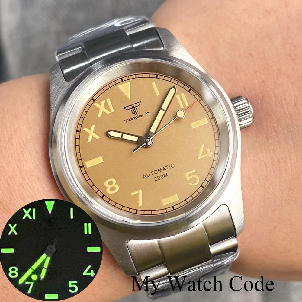 NH35 PT5000 Pilot Vintage 36mm Men Watch Steel Diving Mechanical Wristwatch Custom California Small Sport Clock Reloj Sapphire