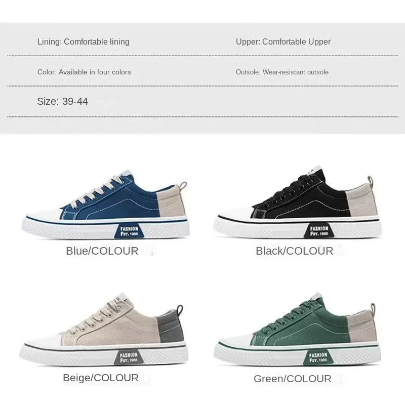 

Low-top Men's Canvas Board Shoes 2026 Breathable Anti Slip Casual Daily Streetwear Student Trendy Four-color Options Footwear