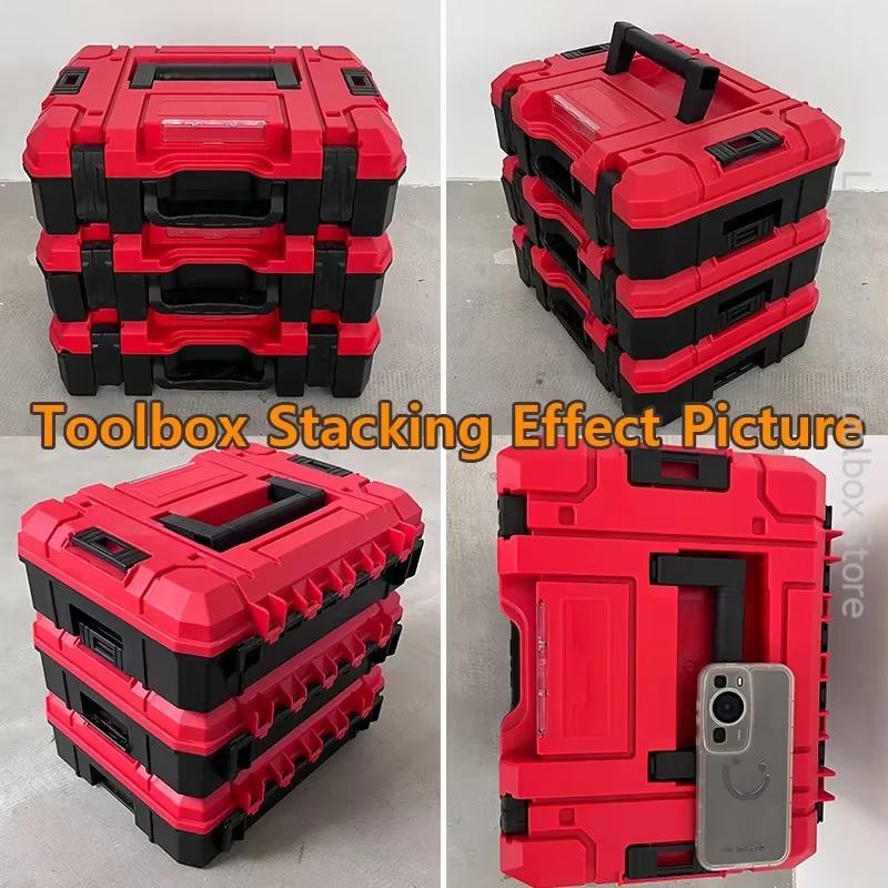 Empty Large Tool box Stackable Large Capacity Tool Box Shockproof Waterproof Toolbox Home Plastic Tool Storage Box Organizer