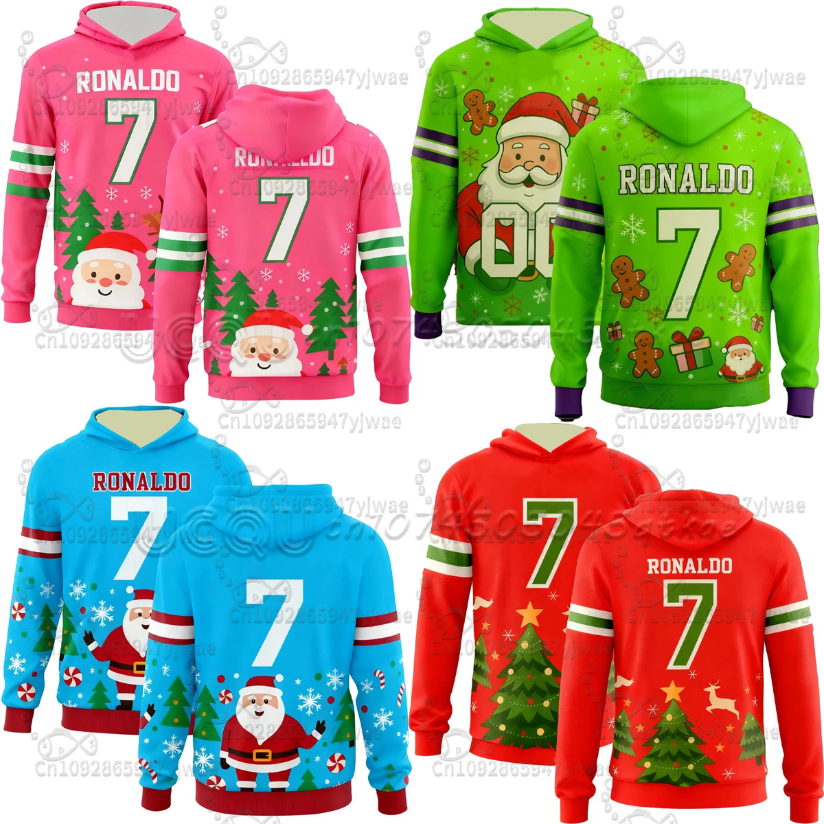 

Осенне-зимняя детская рождественская футбольная толстовка Роналду No 7, свободная и удобная толстовка с капюшоном, одежда для семейных групп, толстовка для взрослых