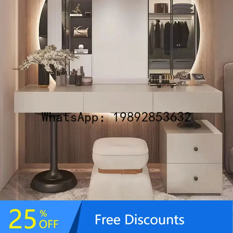 XLL Dressing Table Large Round Mirror Internet Celebrity Bedroom Small Apartment Modern Simple Makeup Table