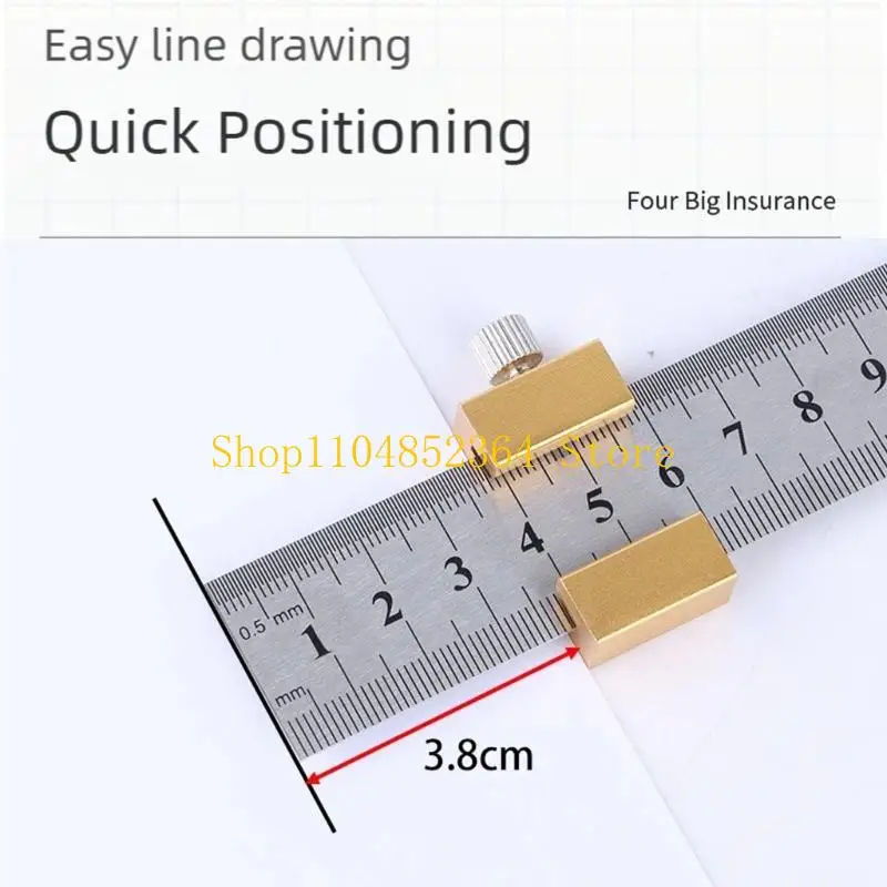 

652F Industrial Aluminum Ruler Locator Block Golden Finish Accurate Measuring Tool