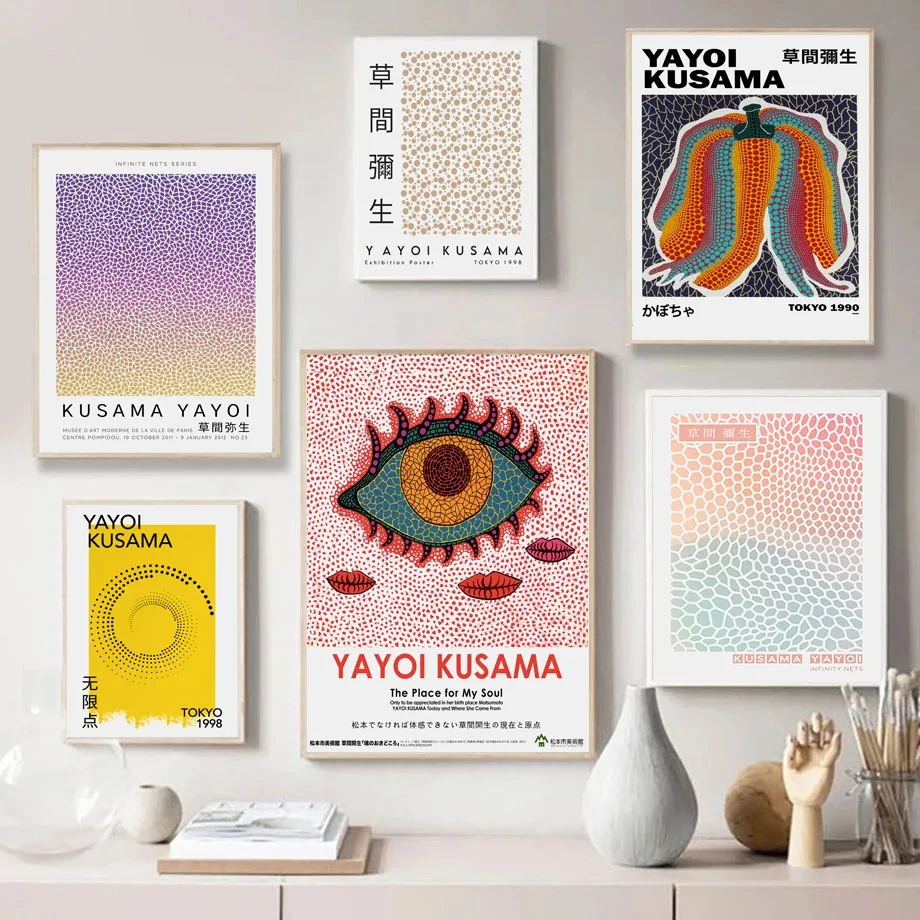 Pumpkin Dot Eye Surrealism Canvas Prints Yayoi Kusama Paintings Nordic Posters Wall Art Pictures For Living Room Decor