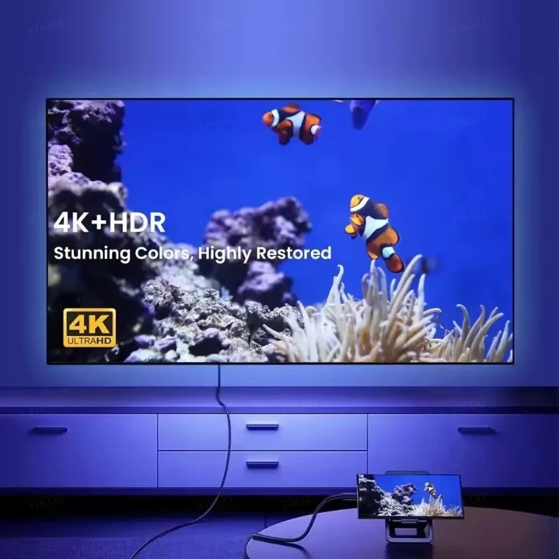 30 هرتز HD 4K نوع C إلى HDMI محول متوافق USB 3.1 HUB HDTV محول كابل آيفون 15 للكمبيوتر ماك بوك باد سامسونج المحمول #4