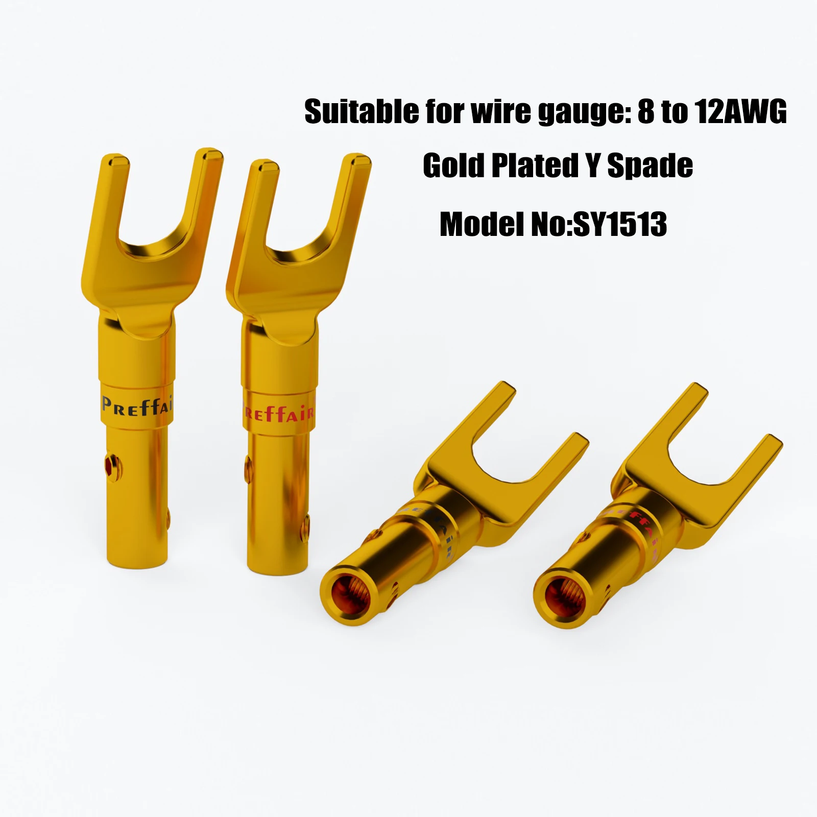 Y Spade Connector Plug Fork Connectors Brass Copper Gold Plated Plug Loudspeaker Cable Speaker Cable Jack
