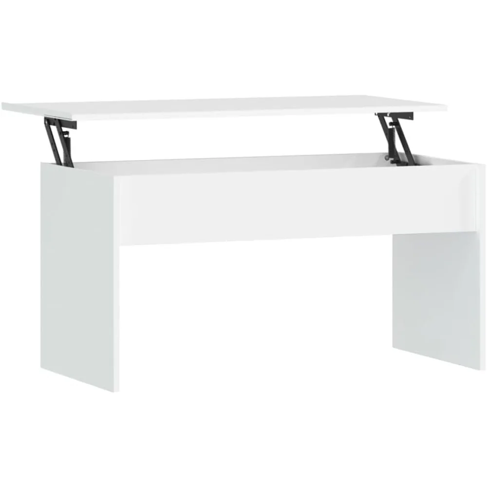 

Modern Coffee Table With Lift Top Design, Engineered Wood, White, Rectangular Living Room Furniture