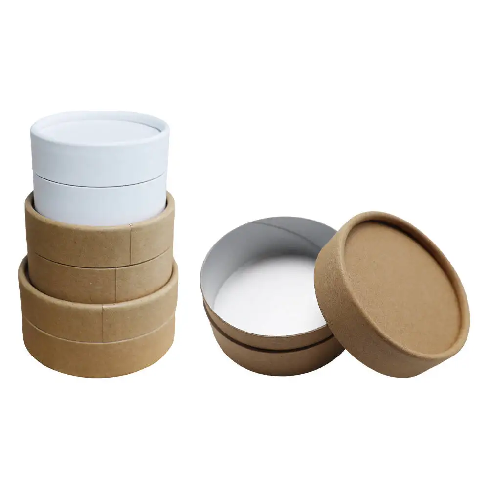 

50pack Cream Cosmetic Food Packaging Round Box Paper Jar Aluminum Film Inside Cardboard Tube With Lid