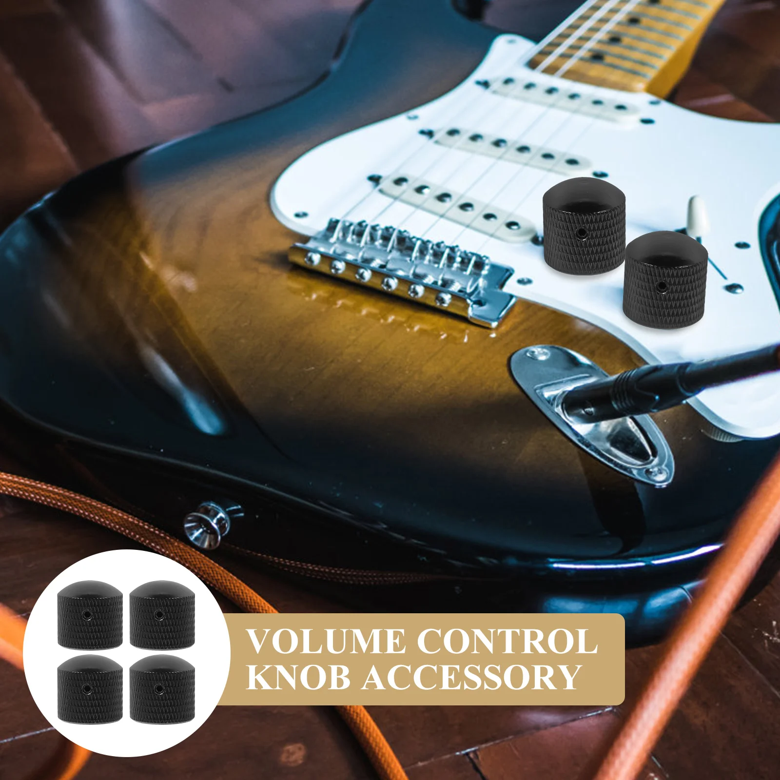 

4 Pcs Nickel Guitar Knobs Electric Guitars Universal Bass Amplifier Black Volume Button