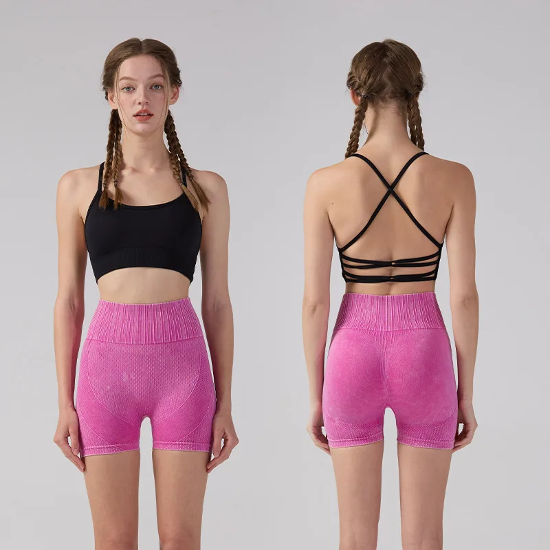 

Female Clothing Yoga Pants Set Women's Fitness Sportswear Beautiful Back Top Seamless High-waisted Leggings Hip Lift Shorts