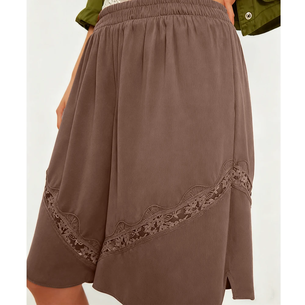 Harajuku Knee Length Cargo Shorts for Women Summer Kawaii Lace Flower Elastic Waist Casual Loose Shorts Baggy Pants Streetwear