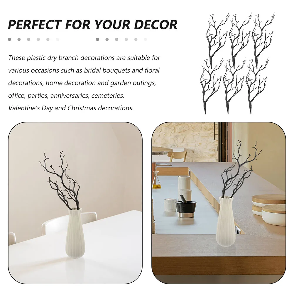 

6pcs Artificial Antler Branches Deep Brown Dried Tree Decor DIY Flower Arrangement Vase Filling Home Wedding Party Decorations