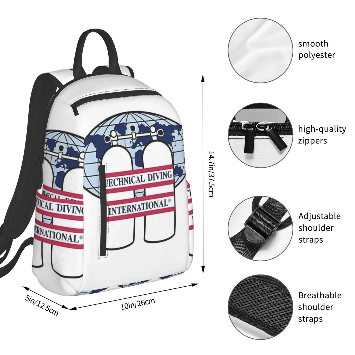 Scuba Diving Dive Diver Sea Snorkeling SportsBackpack Student BookBag Boys Girls School Bag Computer Shoulder Bags Men Women