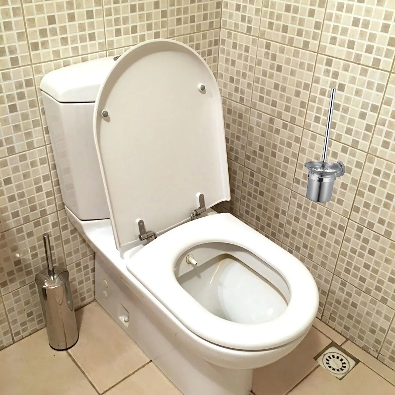 

1pcs Stainless Steel Toilet Brush Cup 304 Bathroom Cleaning Holder For Home Hotel Restroom Scrubber Storage Rack