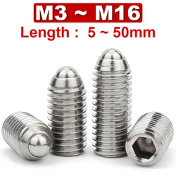 304 Stainless Steel Inner Hexagonal Machine Meter Screw Wave Ball Positioning Steel Ball Spring Plunger M3 M4 M5 M6 M8M10M12M16