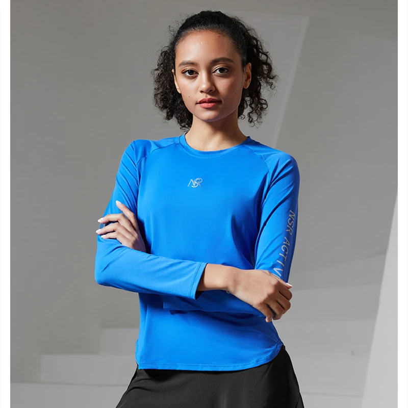 Women Soft Comfortable Mesh Breathable Shirts Gym Sport T Shirt Running Long Sleeves Fitness Training Tees Yoga Jogging Tops