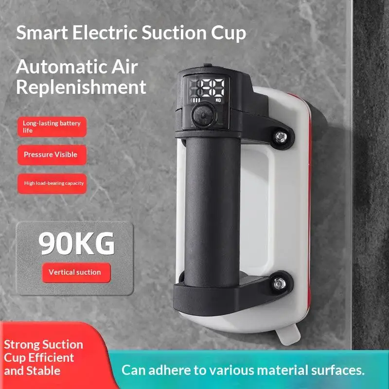 1 Set One-Click Start Vacuum Air Pump Force 90KG Glass Tile Suction Cup Intelligent Digital Display Electric Suction Cup