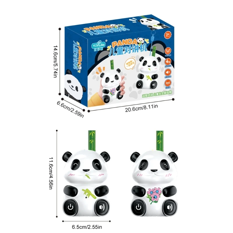 Panda Walkies Talkie Educational Toy with 1KM Distance Kids Hiking Camping Toy Cartoon Panda Intercom Gifts Electronic To