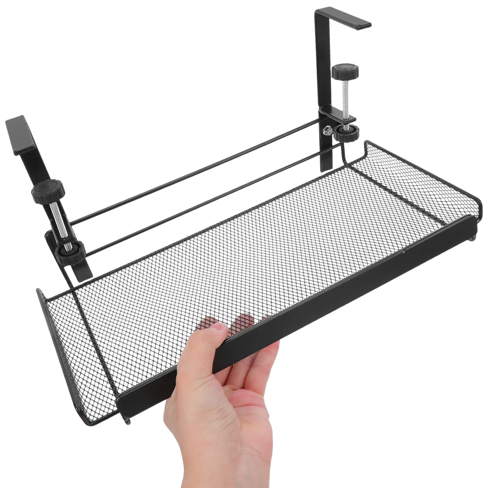 

Under Storage Organizer Tray Black Metal Clamp-On Desktop Basket For Papers Cables Heavy Duty Desk Cable Tidy - Under Desk
