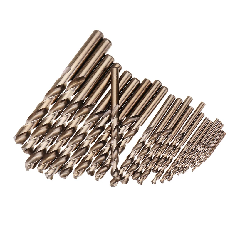 25Pcs 1-13mm M35 HSS-Co Cobalt Straight Shank Twist Drill Bits Set Metal Drilling Hole For Wood Stainless Steel Iron Aluminum