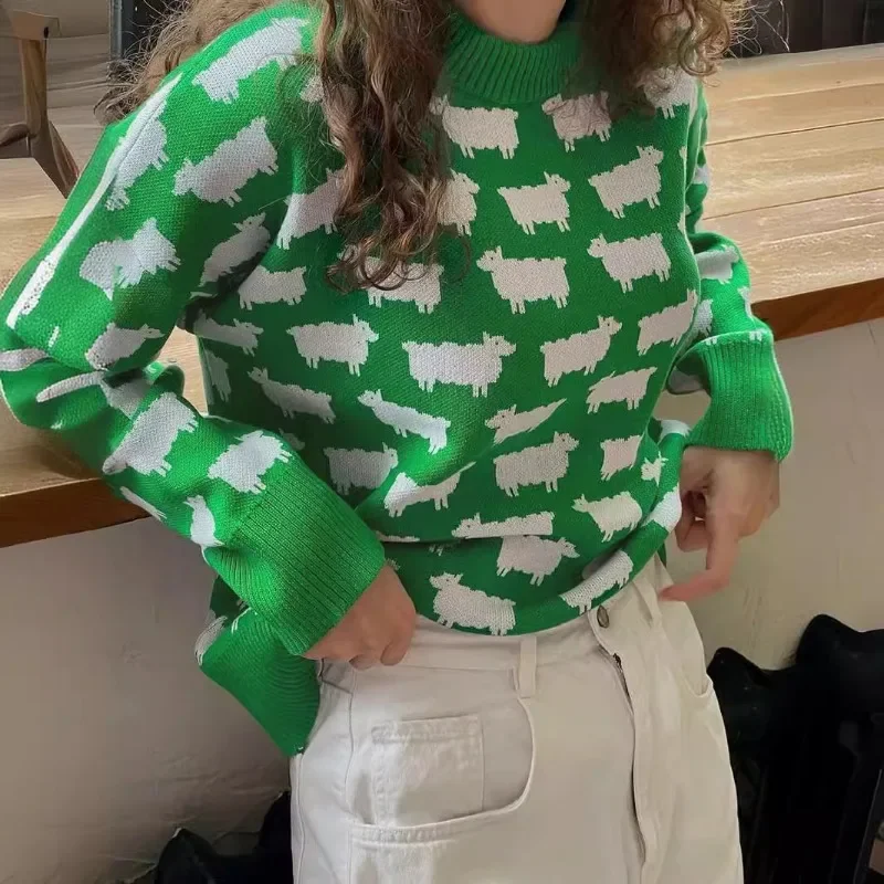 أوروبا 2026 جديد المتضخم سترة المرأة موضة مطبوعة فضفاضة سترة غير رسمية البلوز المرأة بلايز #5