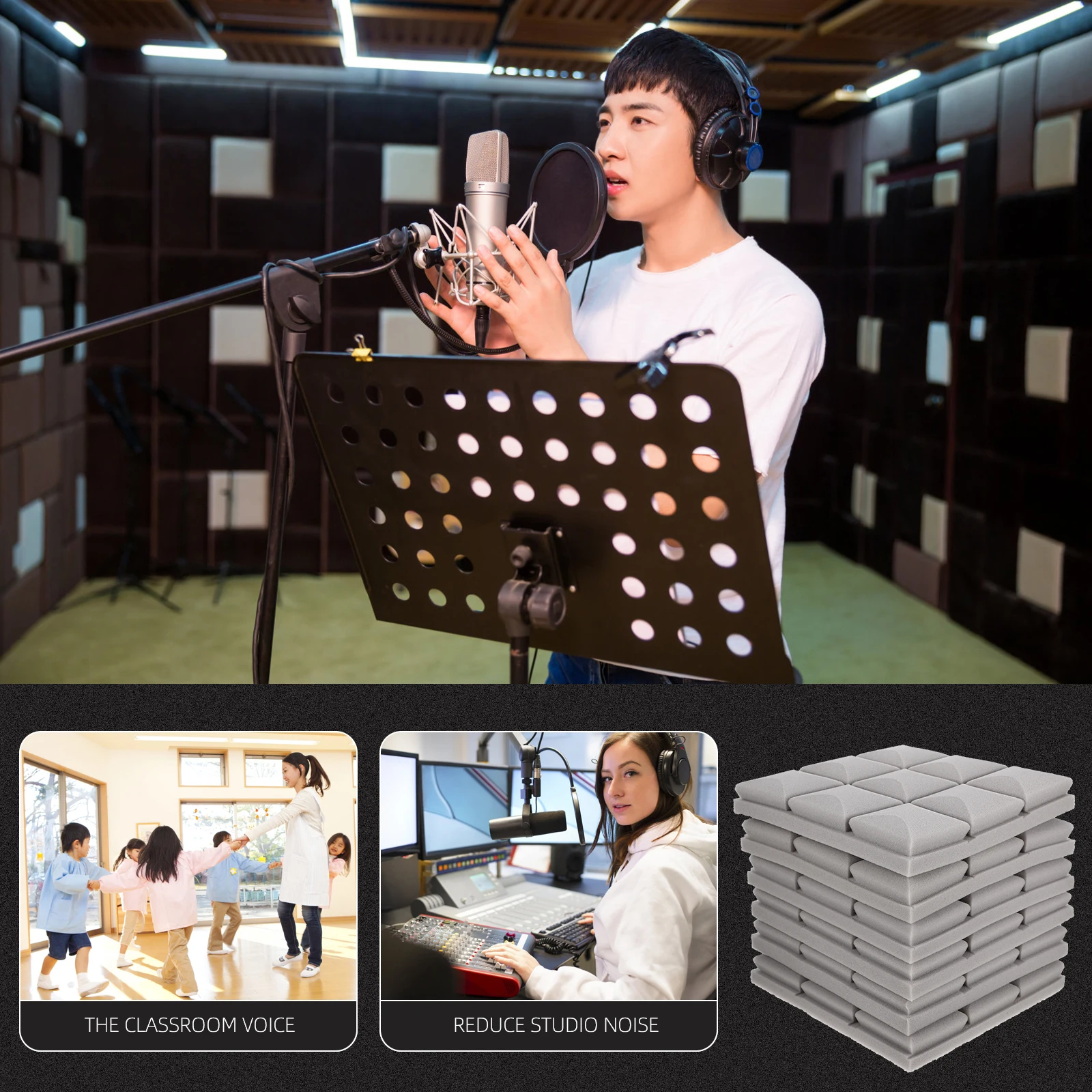 

6pcs Soundproof Insulation Boards For Recording Studio Room Noise Reduction Acoustic Panels Sound Dampening Mats Sound