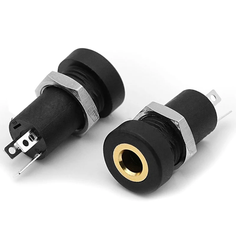 1Pcs PJ392A 3.5มม.ช่องเสียบหูฟัง3 Pole สีดำสเตอริโอบัดกรีแผงสามหรือสี่ฟุตภายในสกรูด้าย