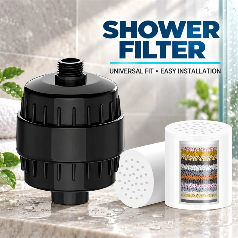 15/20 Stages Shower Water Purifier Filter Set Chlorine Heavy Metal Removal Water Softener Household Bathroom Accessory