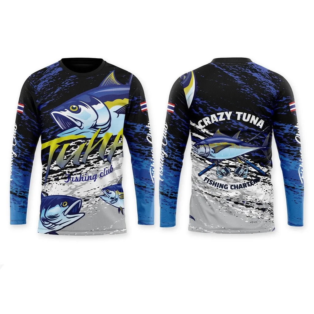 

Men's Outdoor Fishing Long Sleeve T-shirts 3D Fish Print Round Neck tshirt Summer Casual Loose Top Oversized Men Fishing Clothes