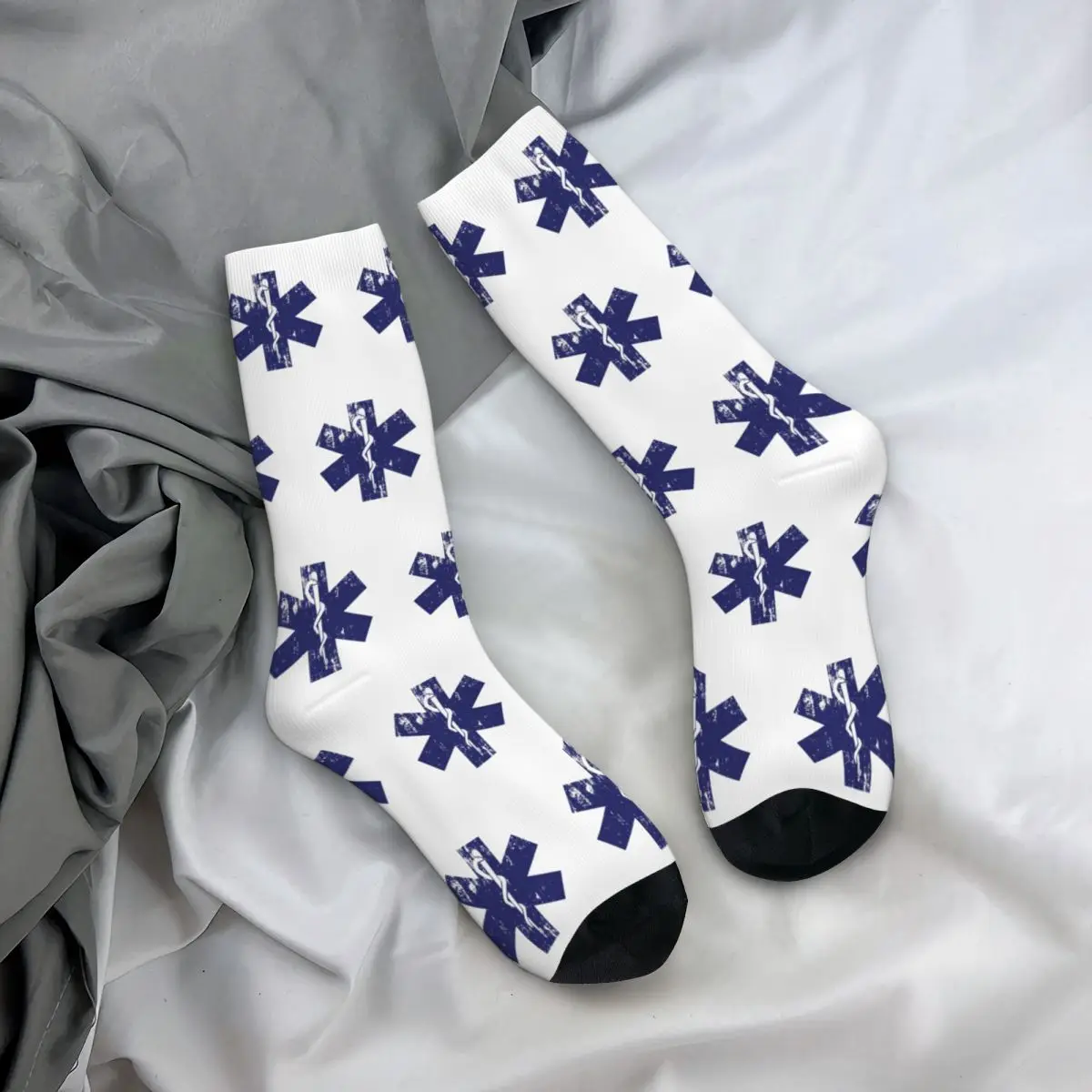 Autumn Winter Casual Women Men Star Of Life EMT Socks Paramedic Medic Ambulance Sweat Absorbing Football Socks