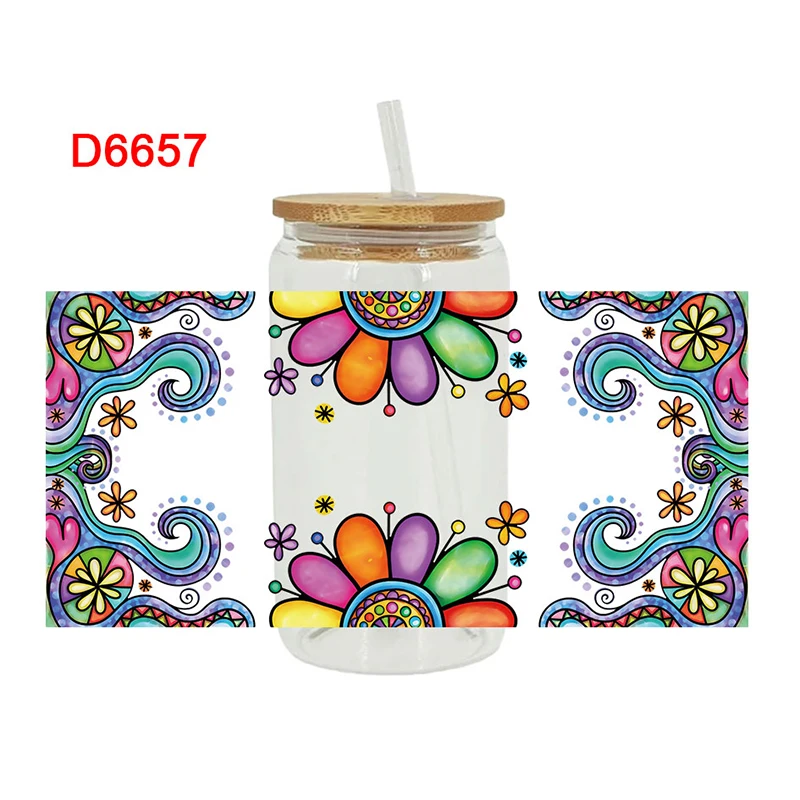 UV DTF Transfers Stickers, Cup Wraps, Flower Bee, Printed for DIY Glass, Ceramic Metal Leather, 3D, 16oz D6414 images - 6