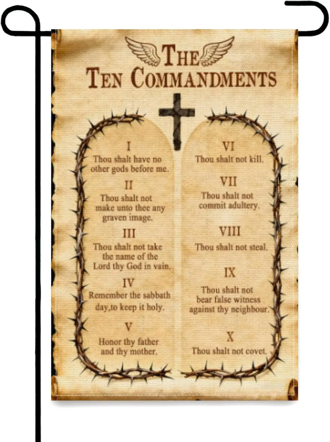 The Ten Commandments Garden Flag 12x18 Inch Bible Garden Flag Inspirational Prayer Yard Flag Winter Holiday Christian Yard O uui