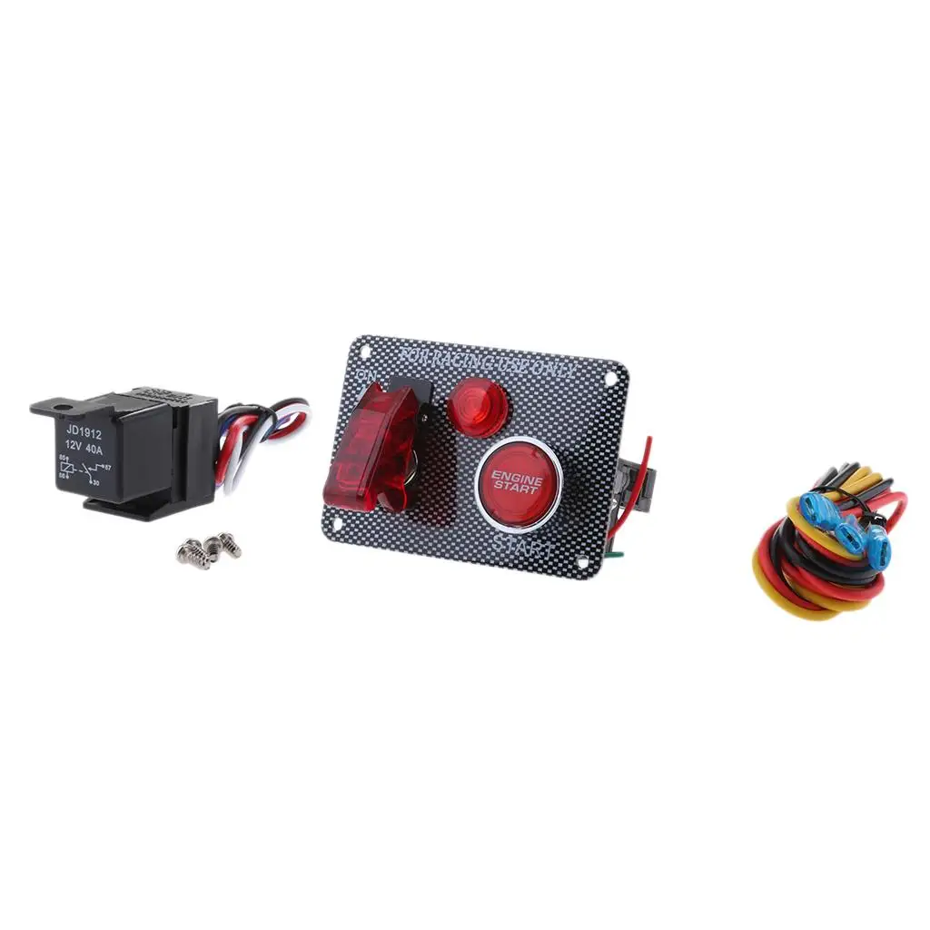 MagiDeal-Racing Car Painel Interruptor De Ignição, LED Botão Start Motor, 3 em 1