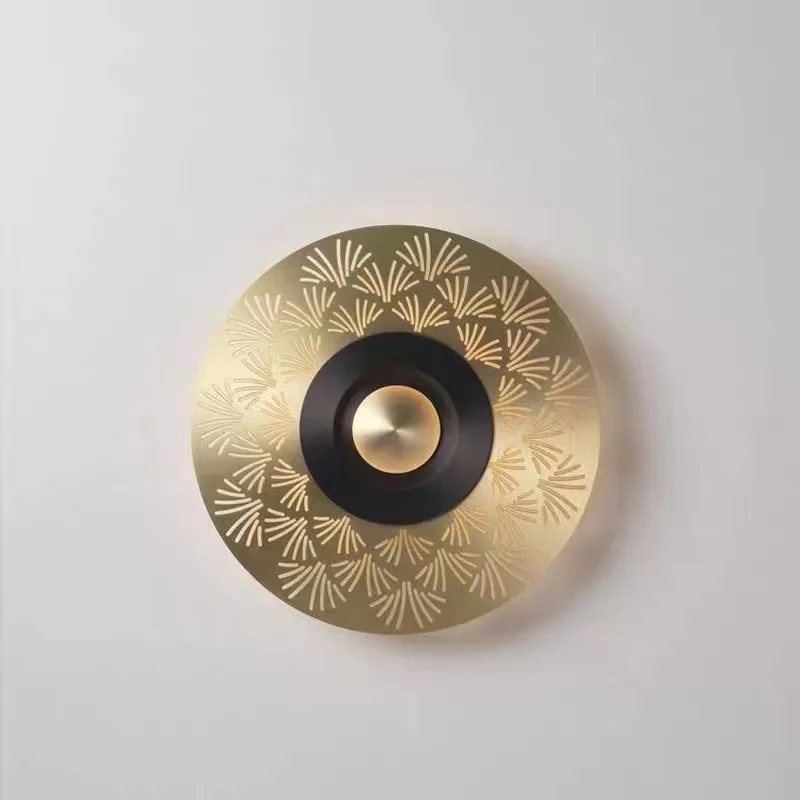 American Postmodern Round Plate Wall Lamps Background Led Lights Bedroom Beside Illumination Staircase Disc Indoor Lighting CE