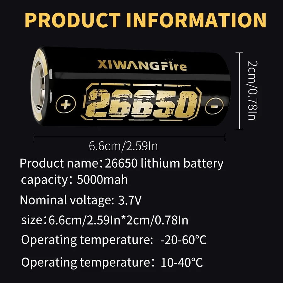 26650 5000mAh Rechargeable Battery 3.7V Lithium-ion Battery For Pointer Doorbell LED Flashlight Lithium Battery 100% Original