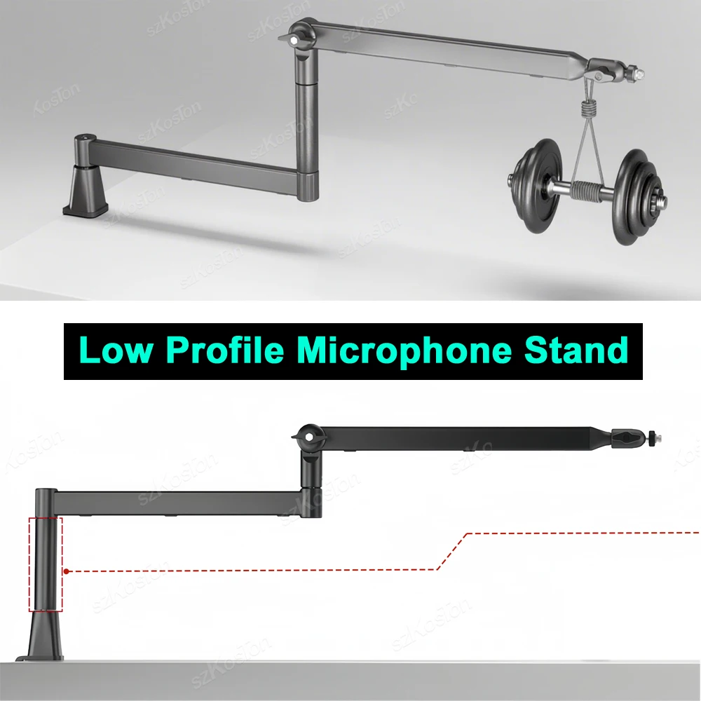 薄型マイクスタンド 調節可能なマイクアーム ケーブル管理付き 金属製マイクブームアーム SM7B MV7 AM8 K688 HyperX QuadCast対応