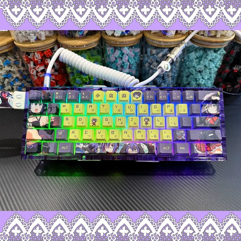 Little Bird Game Six Flowers Theme Anime Keycap Mechanical Keyboard Original PBT Custom Keycaps PC Game Keyboard Collection Gift