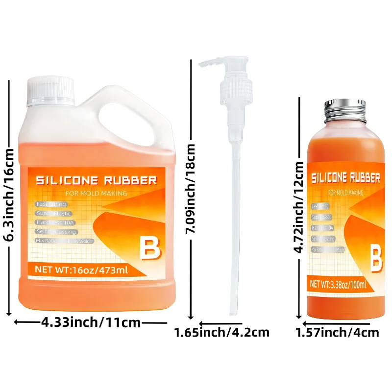 Liquid Silicone Rubber Mold Making Kit, 1:1 Mix Ratio Fast-Curing, Bubble-Free , 3D Printing, Sculpture Casting, Concrete Molds