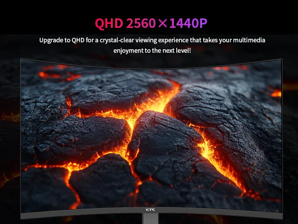 KTC 32 Zoll 240 Hz gebogener Gaming-Monitor, 1000R VA, QHD (2560 x 1440p), 4000:1-Kontrast, unterstützt FreeSync GSync, HDMI2.0 (144 Hz)/DP1.4 – Detail 5