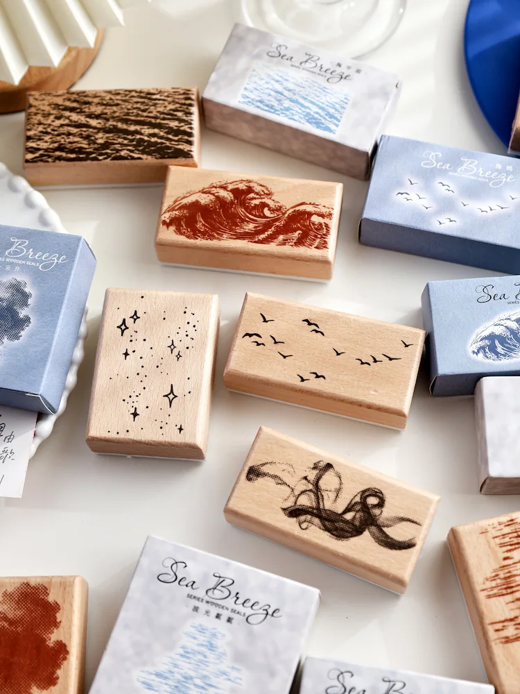 Deniz Spreyi Martılar Dalga Dalgalanma Ahşap Damga Scrapbooking için Önemsiz Dergi Dekorasyon DIY Zanaat Mühür Hobi Damgalama Malzemeleri