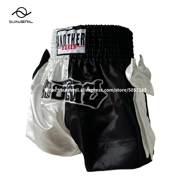 

Boxing Shorts Bow Ribbon Muay Thai Shorts Fast-Dry Embroidery Kickboxing Fight Pants Men Women Child Boy Girl MMA Training Wear