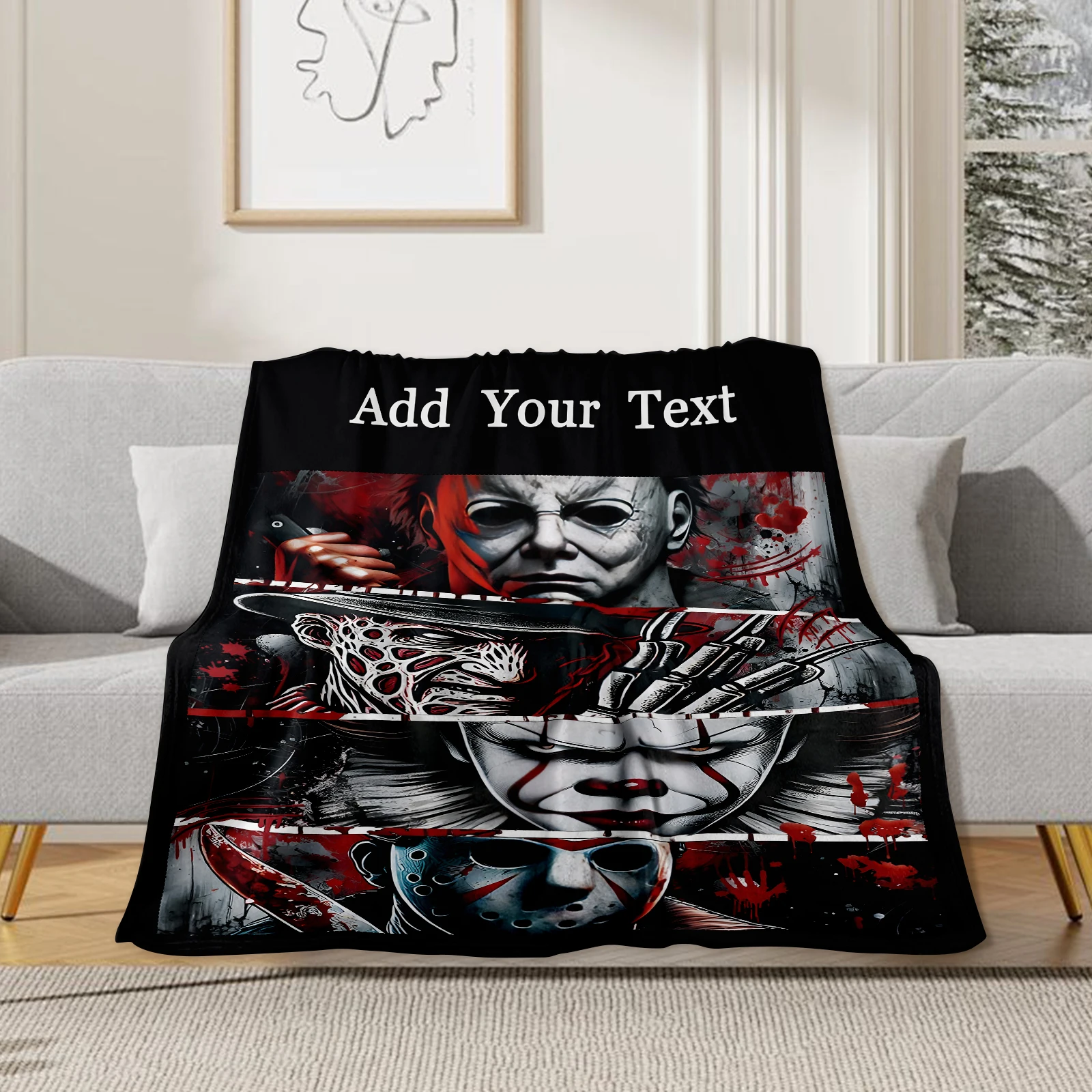 Horror Diablo Custom Fleece Blanket Diablo Style Clown Masked Man For Horror Themed Party Decorations Diablo Favorites