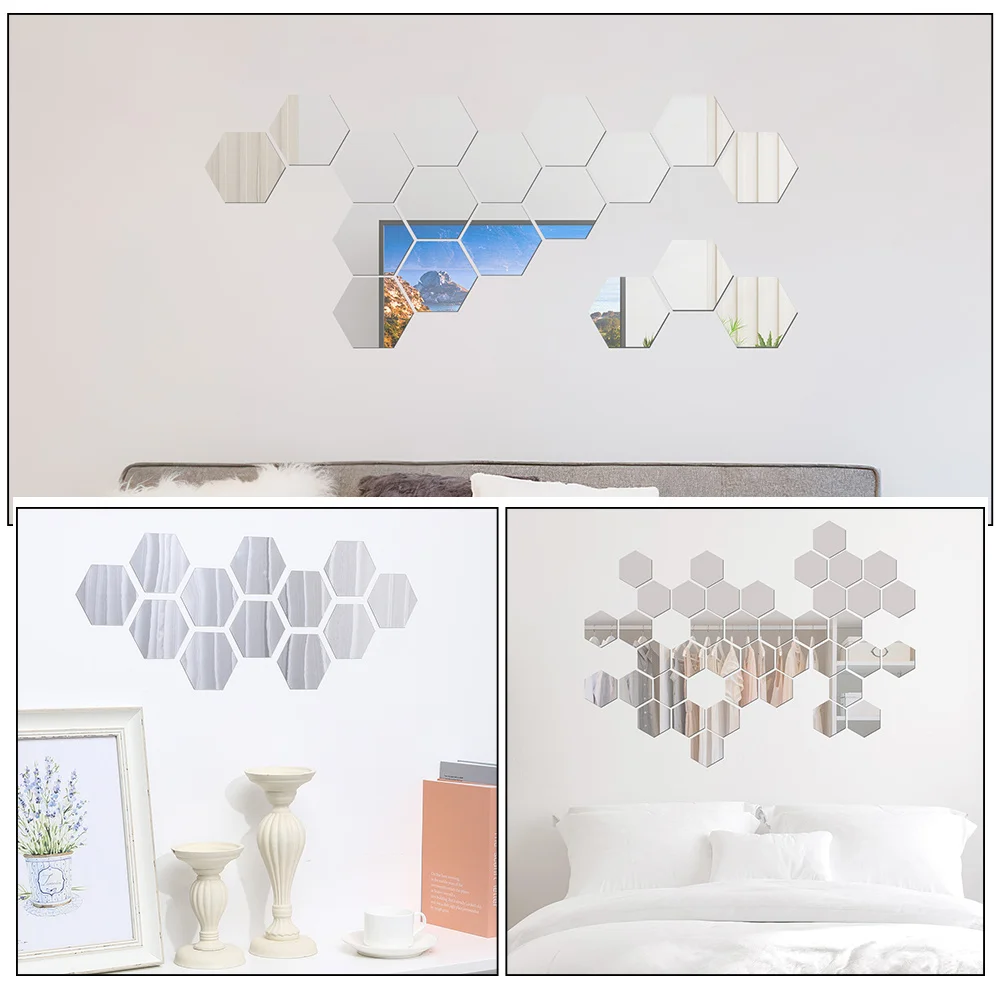 

24Pcs Stylish Acrylic Mirror Decal Self Adhesive Wall Sticker Bathroom Living Room Easy Maintenance Acrylic Mirror Sheet